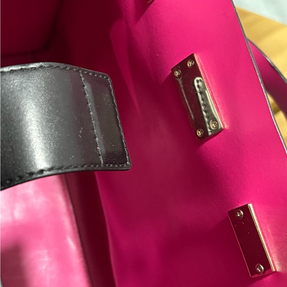 Kate Spade New York Kyra Black Smooth Leather Tote with Pink Accents - Picture 7 of 16